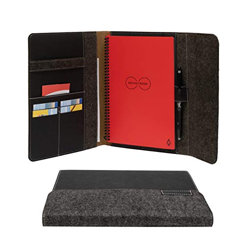 Rocketbook Smart Notebook Schutzhülle - Schwarz - Executive (A5), 100% recycelbar, biologisch abbaubar, Stifthalter, Magnetverschluss, Innenfach von Rocketbook