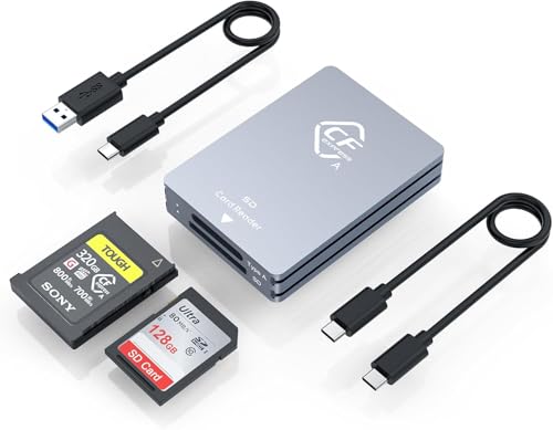 CFexpress Type-A Kartenleser & SD Kartenleser 2 in 1, USB 3.1 (Gen 2) 10Gbps CF Express Typ A Leser Adapter Card Reader mit UAB-A & USB-C-Kabel kompatibel mit Windows/Mac/Linux/Android von Rocketek