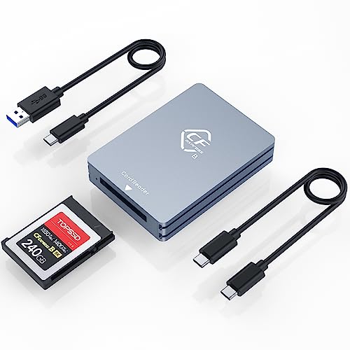 CFexpress Typ-B-Kartenleser, 10 Gbit/s USB 3.2 Gen 2 CFexpress Kartenleser, tragbarer CFexpress-Kartenleser aus Aluminium mit USB-C-zu-USB-A/C-Kabeln, mit Windows/Mac OS/Linux/Chrome OS/Android von Rocketek