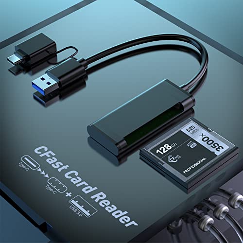 Cfast2.0 Kartenleser, Fast Kartenleser, USB & USB C Adapter Cast 2.0 Tragbarer Aluminium-Kartenleser kompatibel mit SanDisk, Lexar, Sony 5Gbps für Windows/Linux/Mac OS von Rocketek