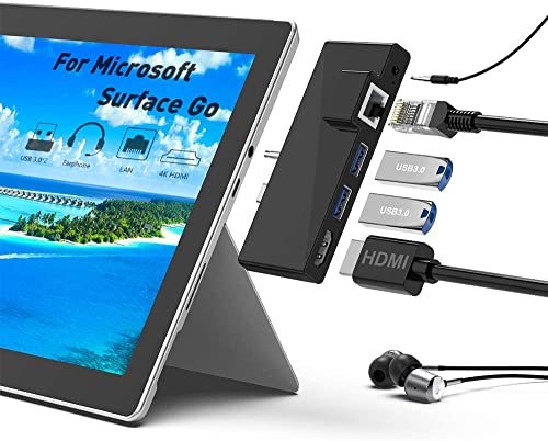 Microsoft Surface Go Dock für Surface Go/Go 2/Go 3, 5-in-1-Dockingstation für Surface Go, USB-C-Hub-Adapter, HDMI mit Ethernet, 1000 M, RJ45, 4 K HDMI, 2 Porte USB 3.0, für Audio von Rocketek