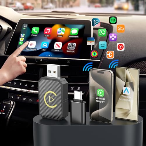 Mini Android Auto Wireless Adapter & Carplay Wireless Adapter, 2-in-1 Wireless Carplay Dongle für OEM Wired Carplay Android Auto Auto,Wireless CarPlay Adapter für iPhone IOS 10+/Android 11+, USB-C/USB Mini Android Auto Wireless Adapter & Carplay Wireless Adapter, 2-in-1 Wireless Carplay Dongle für OEM Wired Carplay Android Auto Auto,Wireless CarPlay Adapter für iPhone IOS 10+/Android 11+, USB-C/USB von Rocketek