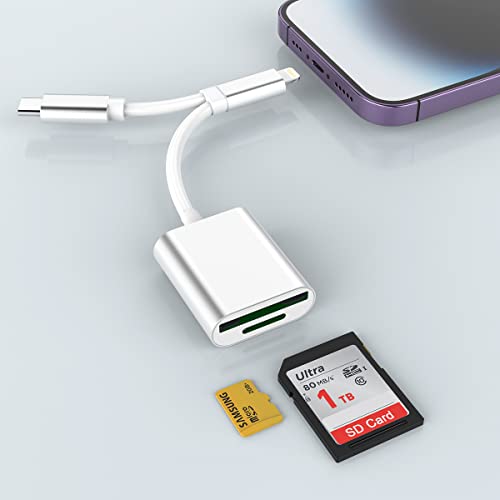 Rocketek SD-Kartenleser für iPhone/iPad, Lightning USB C-Anschluss auf SD/TF-Kartenleser-Adapter, Speicherkartenleser für Micro SDXC, Micro SDHC, SD, SDXC, SDHC, SD-Karten, für iPhone/iPad/MacBook/Sam von Rocketek