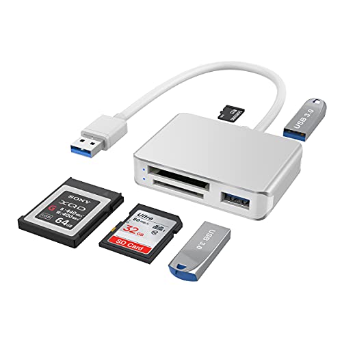 Surfacekit USB 3.1 Gen1 Multi-Card Card Reader Support XQD/SD/MicroSD Card Reader Memory Card Reader USB Hub 2 USB 3.1 Gen1 Ports. Compatible with Windows, Mac, Linux von Rocketek