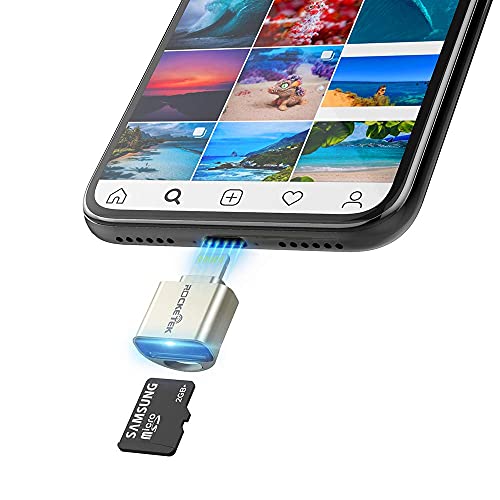 TF Kartenleser für iPhone iPad, Rocketek Micro SD Karten Adapter Lightning MS Speicherkarten Kamera Reader Kompatibel mit iPhone X / 8 Plus / 8/7 Plus / 7 / 6s Plus / 6s /, iPad Mini / Air von Rocketek