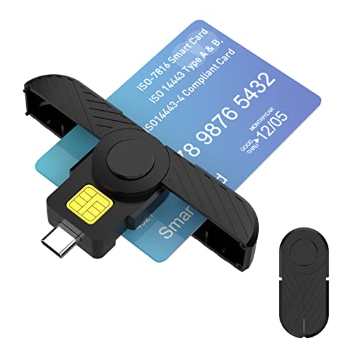 USB C Smart Card Reader, kartenlesegerät personalausweis DOD CAC Chipkartenleser Adapter für ID-Karte/IC-Bank-Chipkarte,mit Windows XP/Vista / 7/8/10/11, Mac OS(Mini Faltbarer und tragbarer Typ C) von Rocketek