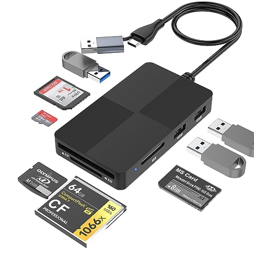 USB C USB 3.0 Multi Kartenleser, 8 in 2 SD Kartenleser Hub Adapter für SD/TF/CF/XD/MS/Micro SD/USB 3.0, Lesen 8 Ports für SDXC SDHC CFI Micro SDXC/SDHC MS MMC UHS-I,für Windows/Mac/Linux/Android von Rocketek