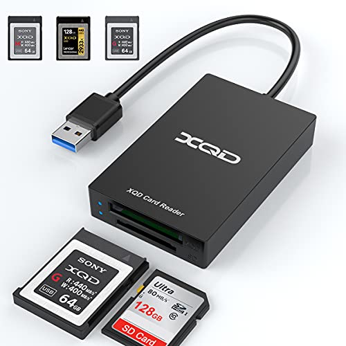 XQD SD-Kartenleser - USB3.0-Speicherkartenleser mit Zwei Steckplätzen, kompatibel mit XQD/ SD/ Sony M-Serie/ Lexar USB-Tag-Karte/ SD/ SDHC/ SDXC/ MMC/ RS MMC-Unterstützung Windows / Mac Linux usw. von Rocketek