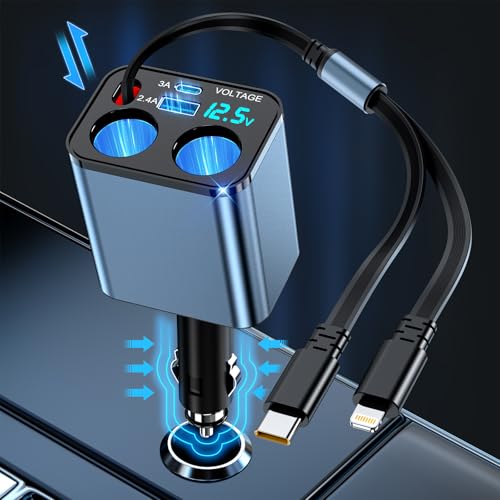 Zigarettenanzünder Verteiler 80W USB C Auto Ladegerät Zigarettenanzünder Steckdose Adapter 12V/24V USB Verteiler Auto 2Mehrfach Steckdose Splitter mit LED Voltmeter für iPhone Samsung GPS Kamera Navi Zigarettenanzünder Verteiler 80W USB C Auto Ladegerät Zigarettenanzünder Steckdose Adapter 12V/24V USB Verteiler Auto 2Mehrfach Steckdose Splitter mit LED Voltmeter für iPhone Samsung GPS Kamera Navi von Rocketek