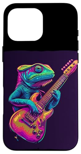 Bunte Vibes von einem musikalischen Reptil für Chamäleons Hülle für iPhone 16 Pro Max Bunte Vibes von einem musikalischen Reptil für Chamäleons Hülle für iPhone 16 Pro Max von Rocking Chameleon