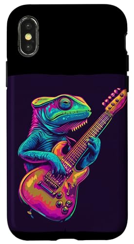 Bunte Vibes von einem musikalischen Reptil für Chamäleons Hülle für iPhone X/XS Bunte Vibes von einem musikalischen Reptil für Chamäleons Hülle für iPhone X/XS von Rocking Chameleon