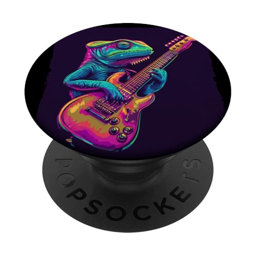 Bunte Vibes von einem musikalischen Reptil für Chamäleons PopSockets Klebender PopGrip Bunte Vibes von einem musikalischen Reptil für Chamäleons PopSockets Klebender PopGrip von Rocking Chameleon