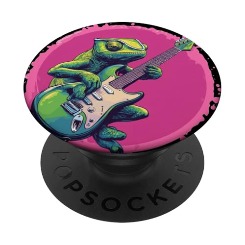 Buntes Chamäleon mit Rockgitarre Kostüm PopSockets Klebender PopGrip Buntes Chamäleon mit Rockgitarre Kostüm PopSockets Klebender PopGrip von Rocking Chameleon