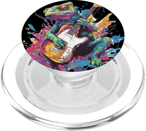 Buntes Reptil mit Gitarre für Chamäleon- und Eidechsenliebhaber PopSockets PopGrip für MagSafe Buntes Reptil mit Gitarre für Chamäleon- und Eidechsenliebhaber PopSockets PopGrip für MagSafe von Rocking Chameleon