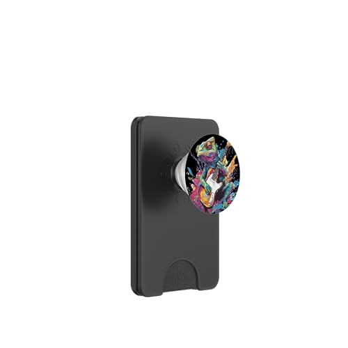 Buntes Reptil mit Gitarre für Chamäleon- und Eidechsenliebhaber PopSockets PopWallet für MagSafe Buntes Reptil mit Gitarre für Chamäleon- und Eidechsenliebhaber PopSockets PopWallet für MagSafe von Rocking Chameleon