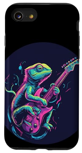Chamäleon Rockstar mit Gitarre für Musikliebhaber Hülle für iPhone SE (2020) / 7 / 8 von Rocking Chameleon