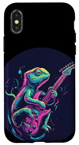 Chamäleon Rockstar mit Gitarre für Musikliebhaber Hülle für iPhone X/XS von Rocking Chameleon