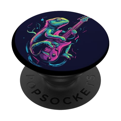 Chamäleon Rockstar mit Gitarre für Musikliebhaber PopSockets Klebender PopGrip Chamäleon Rockstar mit Gitarre für Musikliebhaber PopSockets Klebender PopGrip von Rocking Chameleon