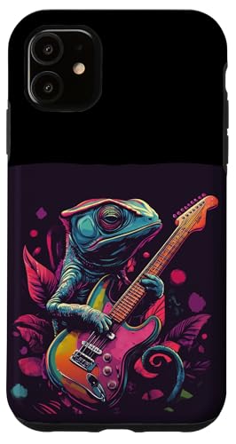 Chamäleon im Konzert mit elektrischen Vibes Hülle für iPhone 11 von Rocking Chameleon