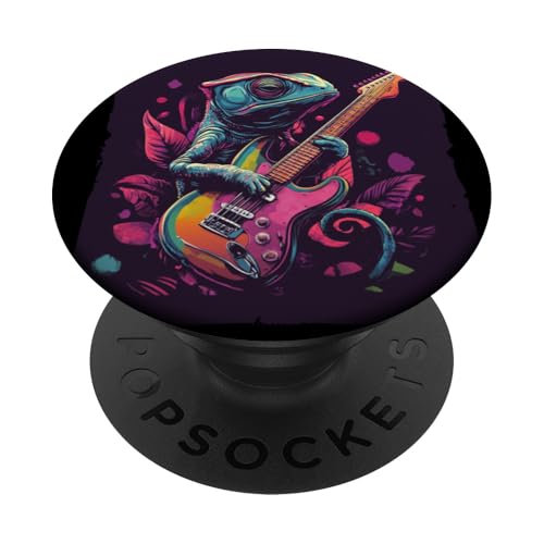 Chamäleon im Konzert mit elektrischen Vibes PopSockets Klebender PopGrip Chamäleon im Konzert mit elektrischen Vibes PopSockets Klebender PopGrip von Rocking Chameleon