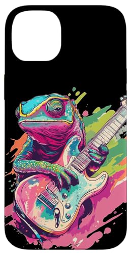 Lebendiges Chamäleon mit coolem E-Gitarrenkostüm Hülle für iPhone 14 Plus Lebendiges Chamäleon mit coolem E-Gitarrenkostüm Hülle für iPhone 14 Plus von Rocking Chameleon