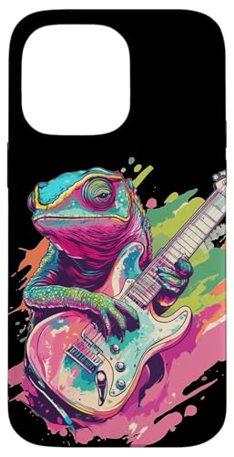 Lebendiges Chamäleon mit coolem E-Gitarrenkostüm Hülle für iPhone 14 Pro Max Lebendiges Chamäleon mit coolem E-Gitarrenkostüm Hülle für iPhone 14 Pro Max von Rocking Chameleon