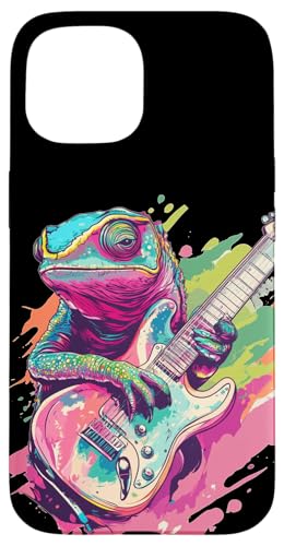 Lebendiges Chamäleon mit coolem E-Gitarrenkostüm Hülle für iPhone 15 Lebendiges Chamäleon mit coolem E-Gitarrenkostüm Hülle für iPhone 15 von Rocking Chameleon