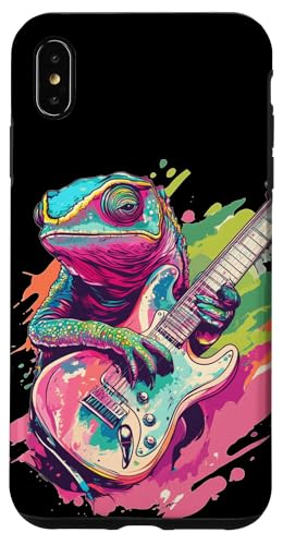 Lebendiges Chamäleon mit coolem E-Gitarrenkostüm Hülle für iPhone XS Max Lebendiges Chamäleon mit coolem E-Gitarrenkostüm Hülle für iPhone XS Max von Rocking Chameleon