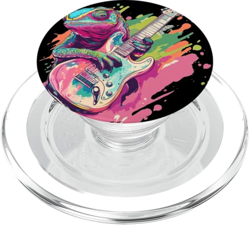 Lebendiges Chamäleon mit coolem E-Gitarrenkostüm PopSockets PopGrip für MagSafe Lebendiges Chamäleon mit coolem E-Gitarrenkostüm PopSockets PopGrip für MagSafe von Rocking Chameleon