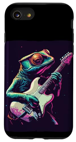 Lustiges Gitarren-Chamäleon-Kostüm für Schaukel-Eidechsenliebhaber Hülle für iPhone SE (2020) / 7 / 8 von Rocking Chameleon