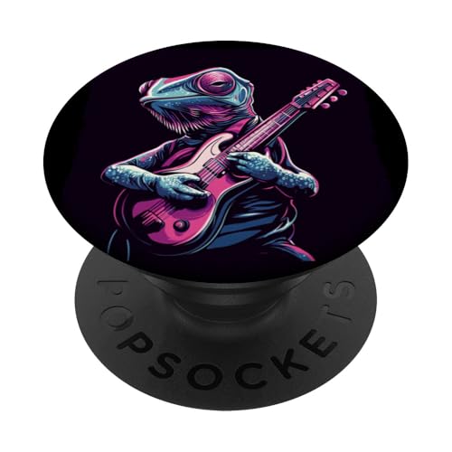 Lustiges Reptil mit E-Gitarre Kostüm für Mann und Frau PopSockets Klebender PopGrip Lustiges Reptil mit E-Gitarre Kostüm für Mann und Frau PopSockets Klebender PopGrip von Rocking Chameleon