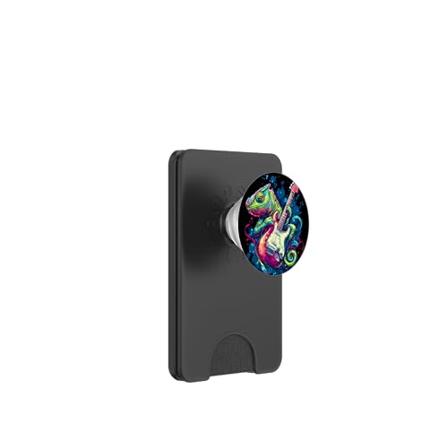 Schöne Chamäleon-Farben und tolles Gitarren-Outfit PopSockets PopWallet für MagSafe von Rocking Chameleon