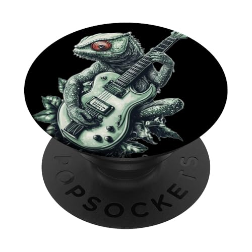 Weißes Chamäleon mit E-Gitarre Kostüm PopSockets Klebender PopGrip Weißes Chamäleon mit E-Gitarre Kostüm PopSockets Klebender PopGrip von Rocking Chameleon