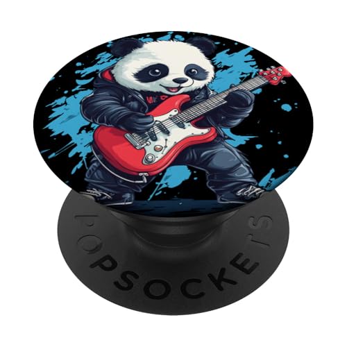 Elektrische Vibes von einem lustigen Panda für Gitarrenliebhaber PopSockets Klebender PopGrip Elektrische Vibes von einem lustigen Panda für Gitarrenliebhaber PopSockets Klebender PopGrip von Rocking Panda
