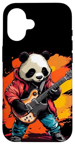 Lebendige Grafik mit Panda und E-Gitarre Hülle für iPhone 16 Lebendige Grafik mit Panda und E-Gitarre Hülle für iPhone 16 von Rocking Panda