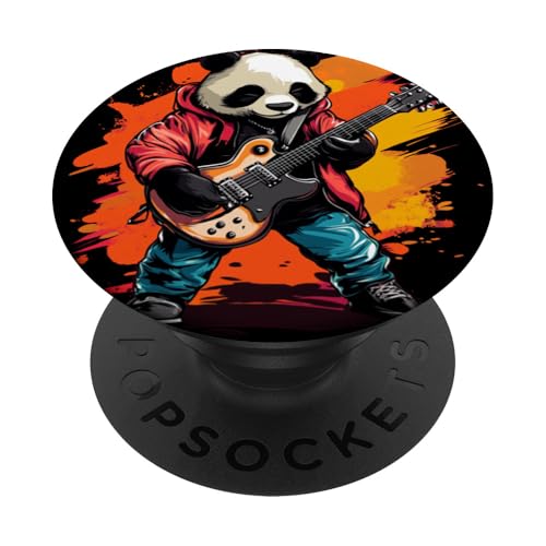 Lebendige Grafik mit Panda und E-Gitarre PopSockets Klebender PopGrip Lebendige Grafik mit Panda und E-Gitarre PopSockets Klebender PopGrip von Rocking Panda