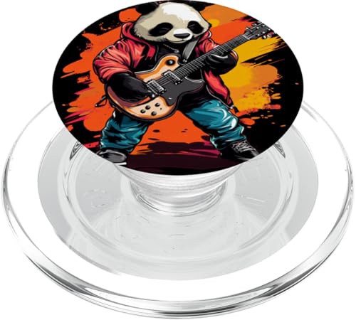 Lebendige Grafik mit Panda und E-Gitarre PopSockets PopGrip für MagSafe Lebendige Grafik mit Panda und E-Gitarre PopSockets PopGrip für MagSafe von Rocking Panda