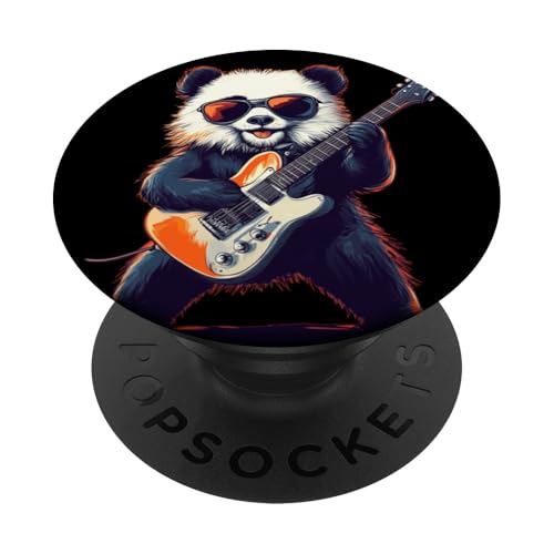Panda mit elektrischem Swagger und Saiten Outfit PopSockets Klebender PopGrip Panda mit elektrischem Swagger und Saiten Outfit PopSockets Klebender PopGrip von Rocking Panda