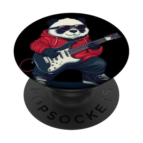 Panda zerkleinert mit einem Lächeln und einem Riff Outfit PopSockets Klebender PopGrip Panda zerkleinert mit einem Lächeln und einem Riff Outfit PopSockets Klebender PopGrip von Rocking Panda