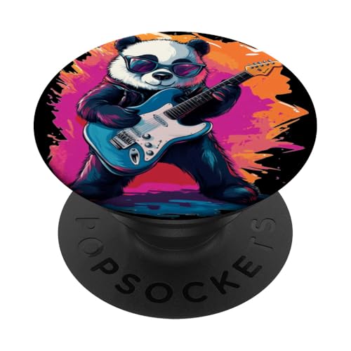 Tolle Farben mit lustigem Panda-Kostüm für E-Gitarre PopSockets Klebender PopGrip Tolle Farben mit lustigem Panda-Kostüm für E-Gitarre PopSockets Klebender PopGrip von Rocking Panda