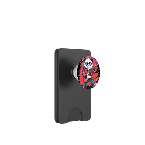 Tolles Rockstar Panda Kostüm mit E-Gitarre PopSockets PopWallet für MagSafe von Rocking Panda