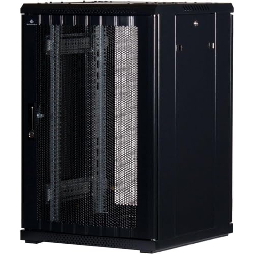 Rockstable 18HE 19 Zoll Serverschrank Netzwerkschrank (BxTxH) 600x600x900mm mit Gitternetztüren - Türanschlag wechselbar - Türen und Seitenwände abnehmbar und verschließbar - Schwarz (RAL 9005) von Rockstable