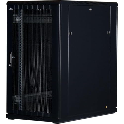 Rockstable 22HE 19 Zoll Serverschrank Netzwerkschrank (BxTxH) 600x1000x1200mm mit Gitternetztüren - Türanschlag wechselbar - Türen und Seitenwände abnehmbar und verschließbar - Schwarz (RAL 9005) von Rockstable