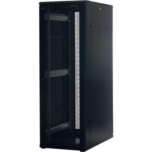 Rockstable 37HE 19 Zoll Serverschrank Netzwerkschrank (BxTxH) 600x1000x1800mm mit Gitternetztüren - Türanschlag wechselbar - Türen und Seitenwände abnehmbar und verschließbar - Schwarz (RAL 9005) von Rockstable