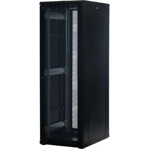 Rockstable 37HE 19 Zoll Serverschrank Netzwerkschrank (BxTxH) 600x800x1800mm mit Gitternetztüren - Türanschlag wechselbar - Türen und Seitenwände abnehmbar und verschließbar - Schwarz (RAL 9005) von Rockstable