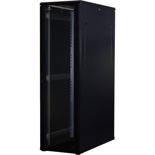 Rockstable 42HE 19 Zoll Serverschrank Netzwerkschrank (BxTxH) 600x1200x2000mm mit Glastür - Türanschlag wechselbar - Türen und Seitenwände abnehmbar und verschließbar - Schwarz (RAL 9005) von Rockstable