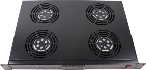 Rockstable Belüftungselement 19 Zoll; 1 HE - Rackinstallation - Für eine verbesserte Belüftung im Serverschrank, Netzwerkschrank (4 Lüfter Temperaturgesteuert) von Rockstable