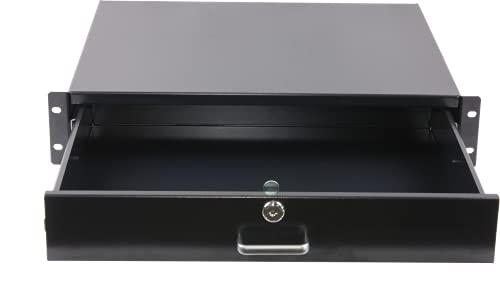 Rockstable Schubladen 19 Zoll in verschiedenen Größen - Rackinstallation - für Serverschränke, Netzwerkschränke - Verschließbar (2 HE) von Rockstable