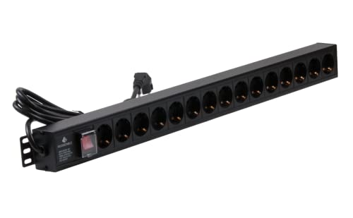 Rockstable Steckdosenleiste für Serverschränke, Netzwerkschränke - Rack installation - Ein- Ausschalter (15-fach) von Rockstable