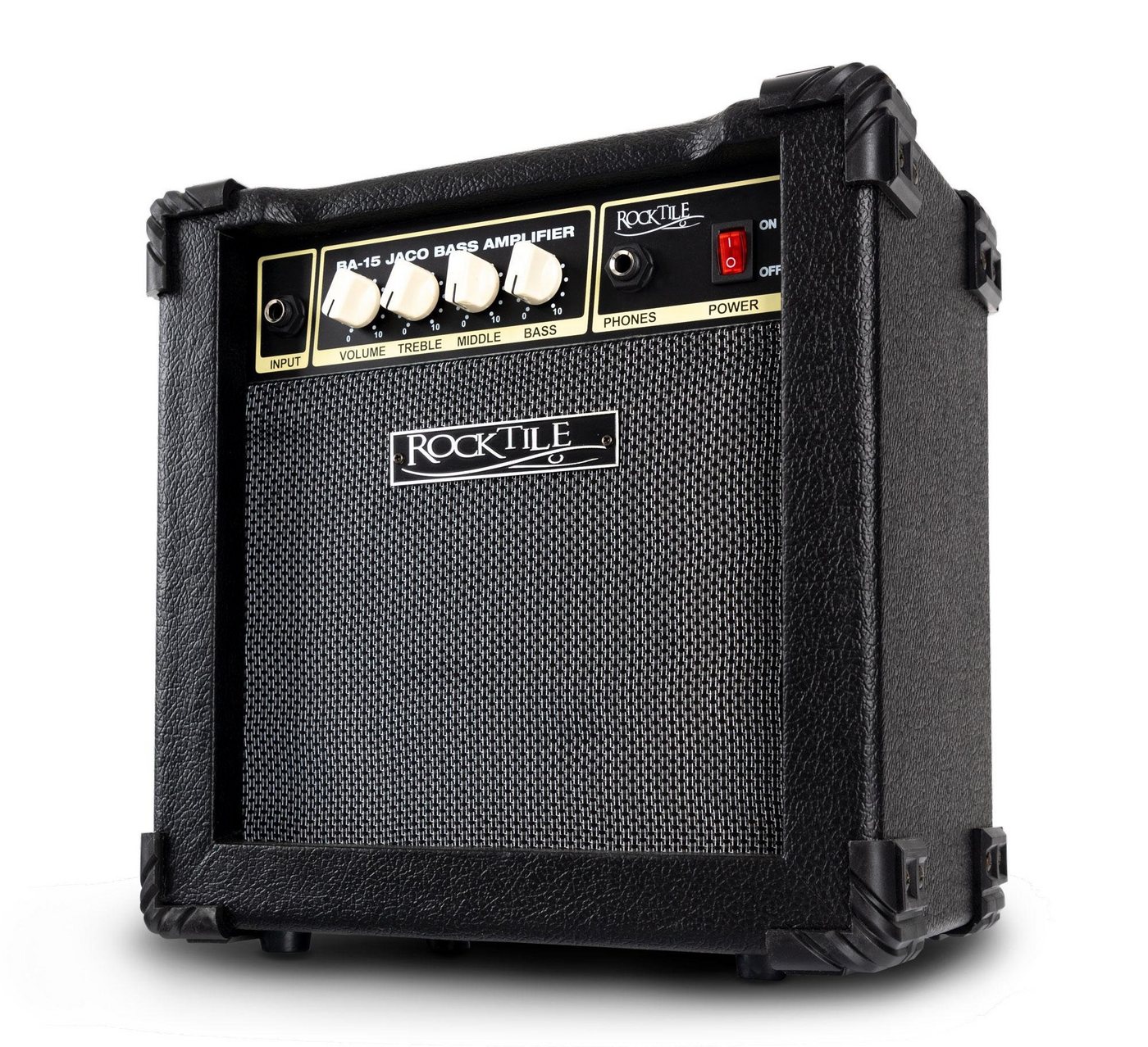 Rocktile BA-15 Jaco Basscombo Verstärker (15 W, Bassverstärker im Combo-Format - Für aktive und passive Bässe) von Rocktile